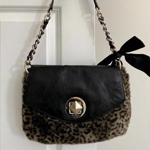 [Used] Kate Spade -  "Shara Bonsoir Bag" Leopard Faux Fur SHOULDER BAG